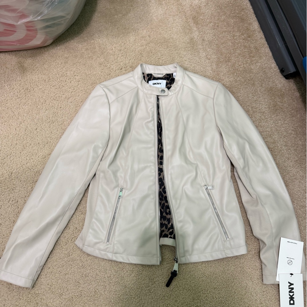 DKNY Off-White Leather Jacket